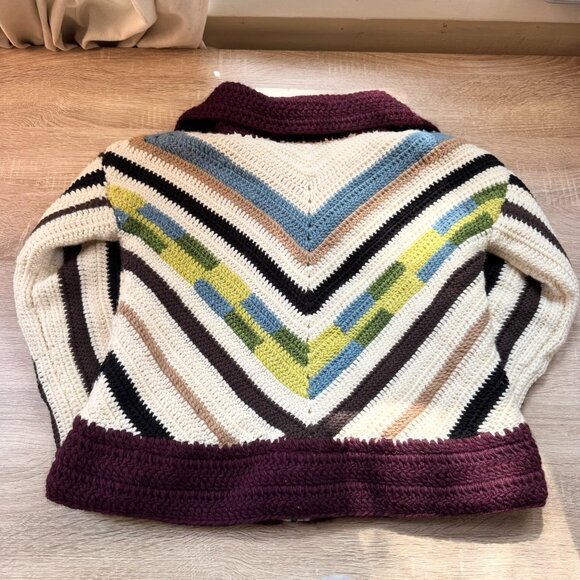 Mandinga Suzia Crochet Sweater Jacket Wool Multicolor Knit Zip Up Size Small - Picture 5 of 14